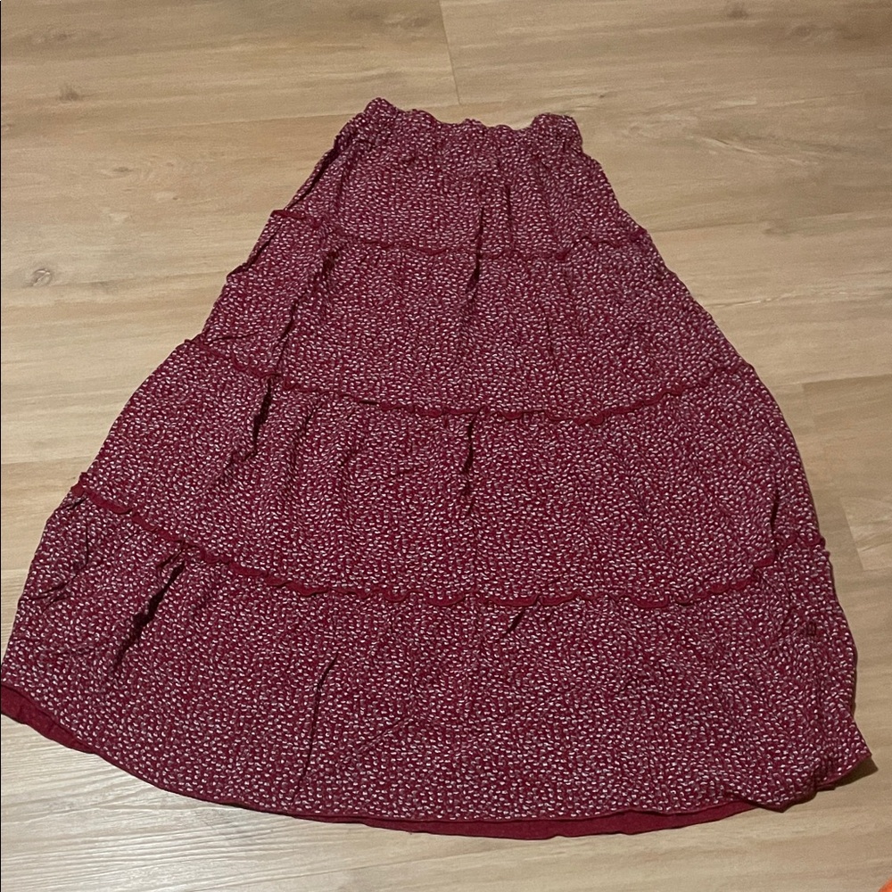Brandy Melville Burgundy Tiered Maxi Skirt